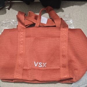 VSX Victoria's Secret Women Vibrant Orange Mesh Tote Duffle Bag